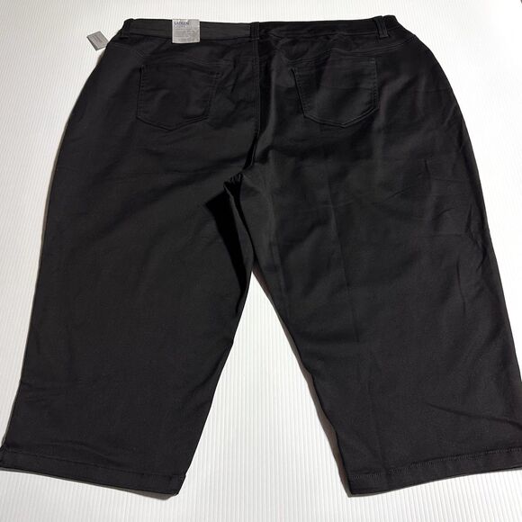 Catherines Sateen Capri Pants Stretch Comfort Waist Size 30 W Black NWT - Picture 7 of 12